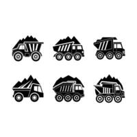 Mining Map Icon and Linocut Silhouette Design vector