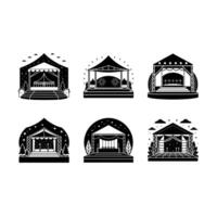 Outdoor Stage and Linocut Silhouette Design vector