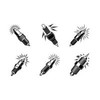 Spark Plug and Linocut Silhouette Design vector
