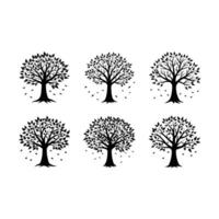 Autumn Tree and Linocut Silhouette Design vector