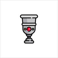 A silver cup with a red button on it vector