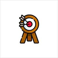A target with an arrow in it on a wooden stand vector
