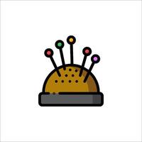 A pin cushion icon with pins on it vector
