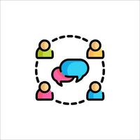 People in a circle with speech bubbles and a speech bubble icon vector