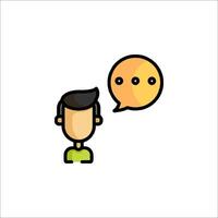 A man is talking to a speech bubble icon vector