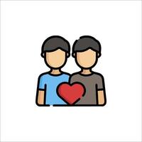 Two men holding a heart icon vector