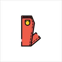A red pair of pants with a yellow patch on the side vector
