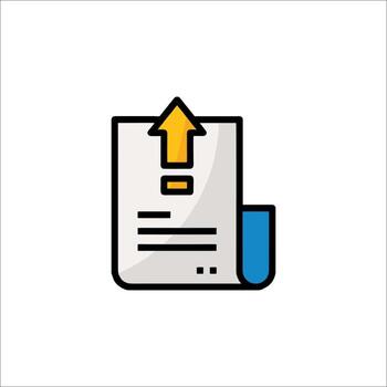 A document with an arrow pointing up on it vector