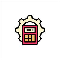 A calculator icon with gears and gears vector