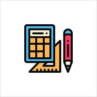 A calculator and pencil icon on a white background vector
