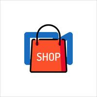 A shopping bag with the word shop on it vector