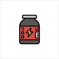 A bottle of protein with a lightning bolt on it vector