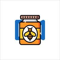 A jar of honey with a bee on it vector