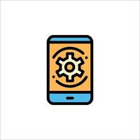 A smartphone with a gear wheel on it vector