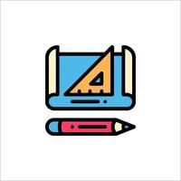 A pencil and ruler icon on a white background vector