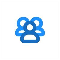 A group of people in a circle with a blue icon vector
