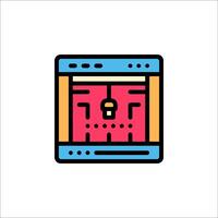 A computer screen with a red and blue background vector