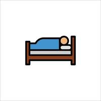 A person sleeping in a bed icon vector