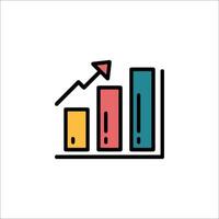 A graph bar with an arrow going up vector
