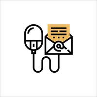 Email icon with a microphone and envelope vector