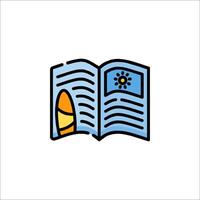 An open book with a beach towel and a sun vector