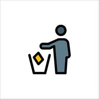 A man throwing a coin into a trash can vector