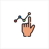 A hand pointing at a graph with a line on it vector