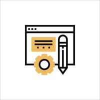 A web page with a pen and a clock icon vector
