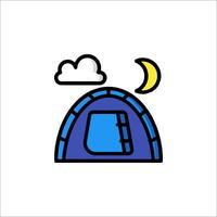 A tent with a moon and clouds vector
