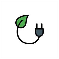 A green leaf and a plug with a green light vector