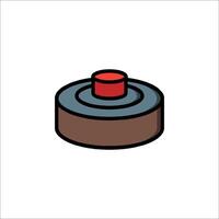 A red button on top of a black object vector