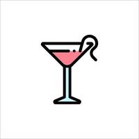 A martini glass with a straw in it vector