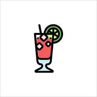 A drink with a slice of lime and a straw vector