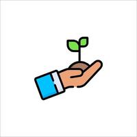 A hand holding a plant with a green sprout vector