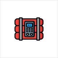 A red and black bomb with a phone inside vector