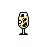 A glass of lemonade with a slice of lemon in it vector