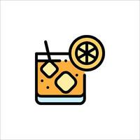 A drink with a slice of lemon and ice vector