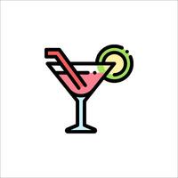 A cocktail with a slice of lime and a straw vector