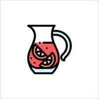 A pitcher of juice with a slice of orange in it vector