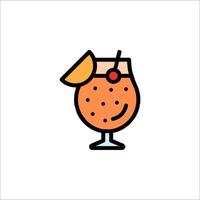 A drink with a slice of orange and a cherry on top vector