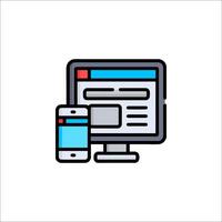 A computer and phone icon on a white background vector