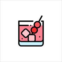 A drink with cherries and ice cubes in it vector