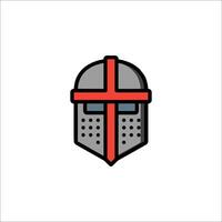 A knight helmet with red cross on it vector