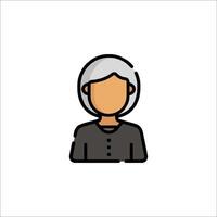 An icon of a woman with gray hair vector