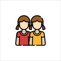 Two girls icon in a line style vector