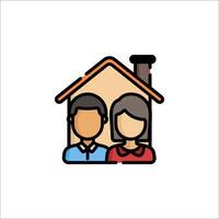 A couple in front of a house icon vector