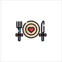 A plate with a knife and fork on it vector