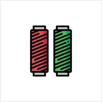 Two red and green thread spools on a white background vector