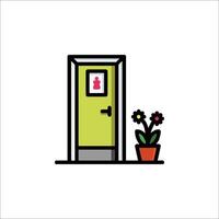 A door with a flower pot in front of it vector
