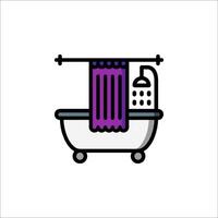 Bathroom icon with shower curtain and towel vector